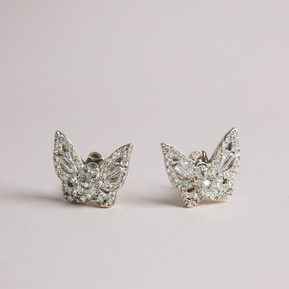 1 CT Moissanite Solid Silver Sparkling Butterfly Earrings